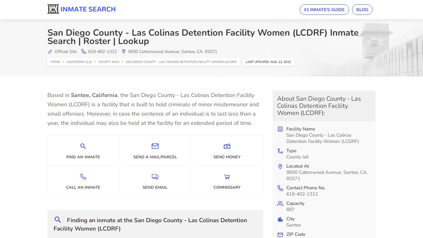 San Diego County - Las Colinas Detention ... - Inmate Search