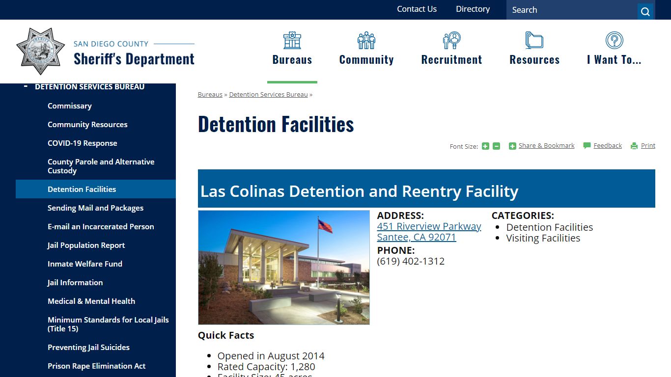 Detention Facilities | San Diego County Sheriff